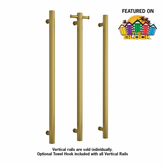 Thermoril Verticle Towel Bar Straight/Round With Hook 900x142x100mm 12V - Brushed Gold (22Watt)